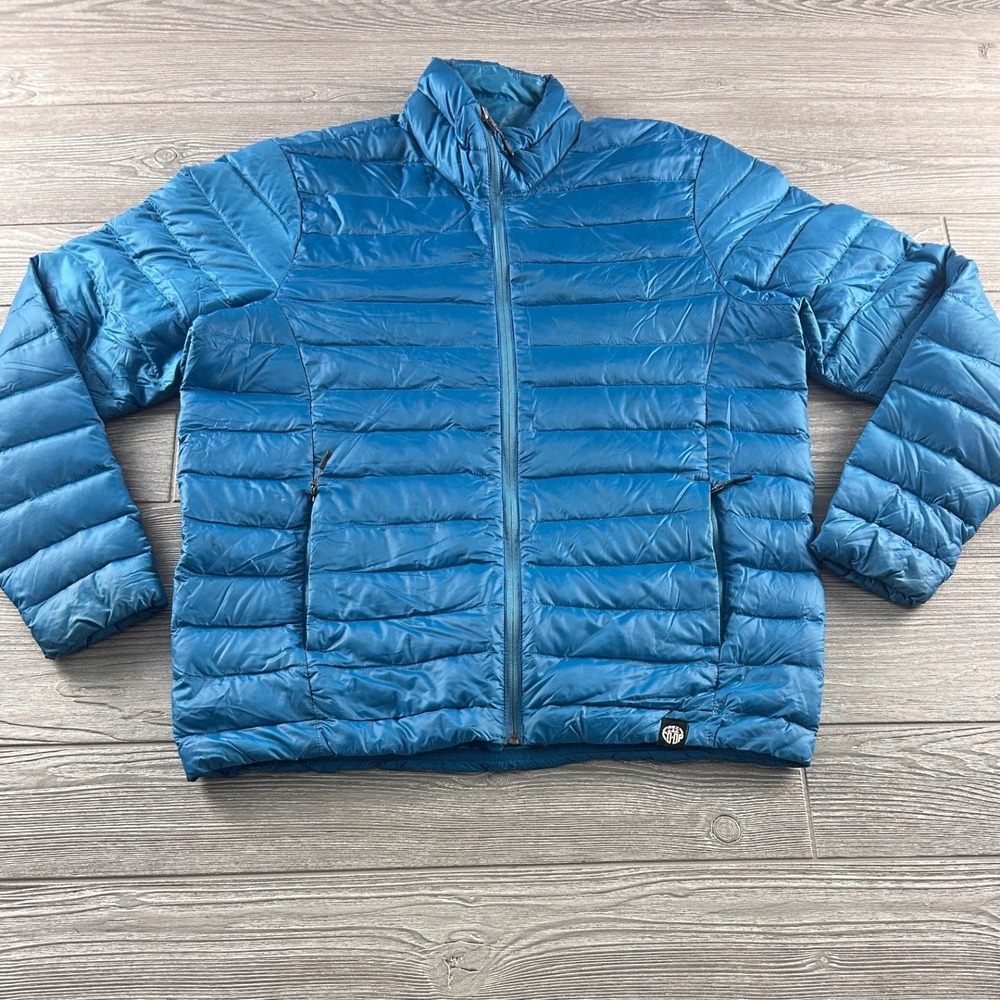 REI Co-op 650 Down Jacket Mens Large Blue Puffer Full Zip Lightweight Warm
